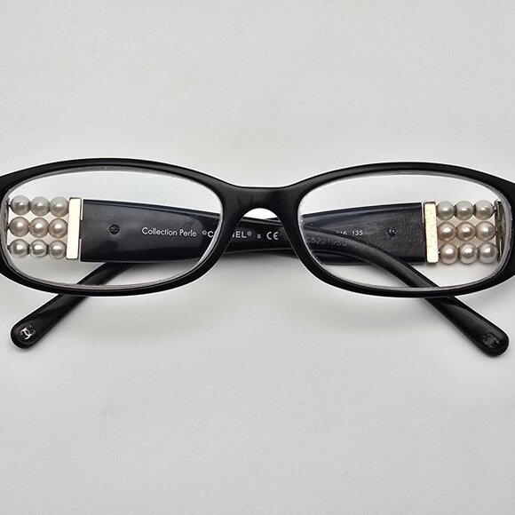 Chanel 3155-H c 1103 Collection Perle Black Eyeglasses Frame w/ Case Italy 53mm - Picture 11 of 16